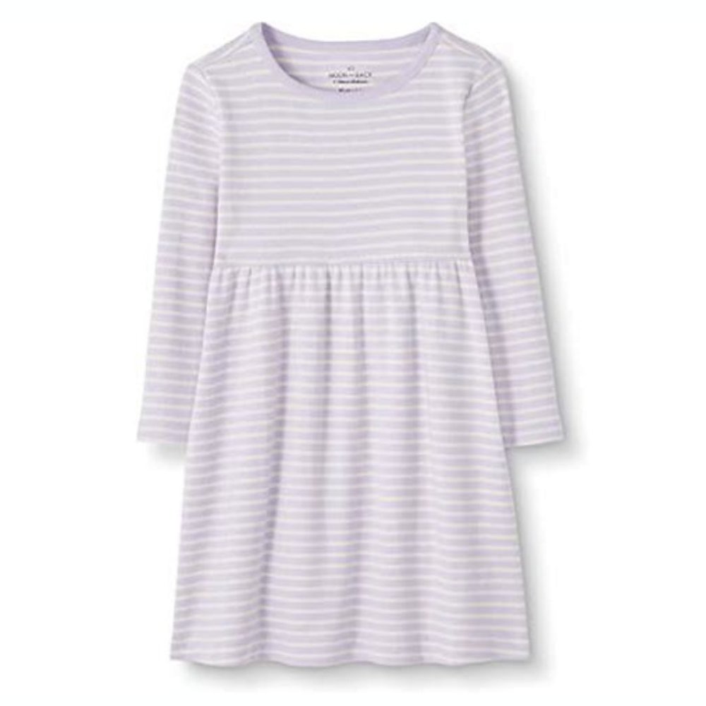 Moon and Back by Hanna Andersson Girls' Organic Long Sleeve Knit Stripe Dress